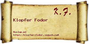 Klopfer Fodor névjegykártya